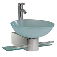 Thumbnail for Cristallino Modern Glass Bathroom Vanity w/ Frosted Vessel Sink 7 free Faucet Vanity Fresca 