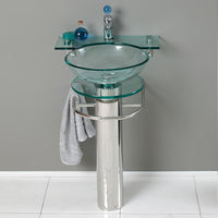 Thumbnail for Fresca Ovale Modern Glass Bathroom Vanity w/ Frosted Edge Mirror Vanity Fresca 