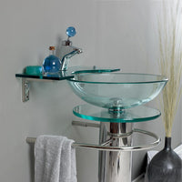 Thumbnail for Fresca Ovale Modern Glass Bathroom Vanity w/ Frosted Edge Mirror Vanity Fresca 