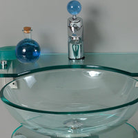 Thumbnail for Fresca Ovale Modern Glass Bathroom Vanity w/ Frosted Edge Mirror Vanity Fresca 