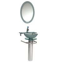 Thumbnail for Fresca Ovale Modern Glass Bathroom Vanity w/ Frosted Edge Mirror Vanity Fresca 