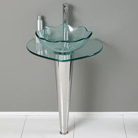 Thumbnail for Fresca Netto Modern Glass Bathroom Vanity w/ Wavy Edge Vessel Sink Free Faucet Vanity Fresca 