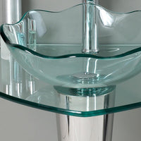 Thumbnail for Fresca Netto Modern Glass Bathroom Vanity w/ Wavy Edge Vessel Sink Free Faucet Vanity Fresca 
