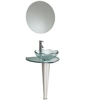 Thumbnail for Fresca Netto Modern Glass Bathroom Vanity w/ Wavy Edge Vessel Sink Free Faucet Vanity Fresca 