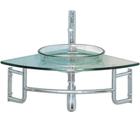 Thumbnail for Fresca Ordinato Corner Mount Glass Bathroom Vanity Free Faucet Stainless Steel Vanity Fresca 