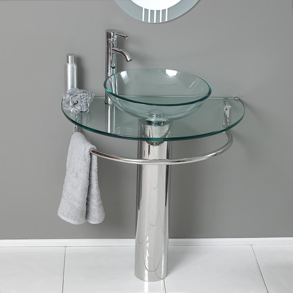 Fresca Attrazione Modern Glass Bathroom Vanity w/ Frosted Edge Mirror Vanity Fresca 