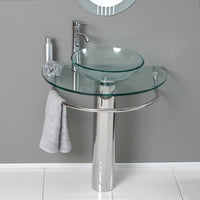 Thumbnail for Fresca Attrazione Modern Glass Bathroom Vanity w/ Frosted Edge Mirror Vanity Fresca 