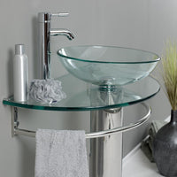 Thumbnail for Fresca Attrazione Modern Glass Bathroom Vanity w/ Frosted Edge Mirror Vanity Fresca 