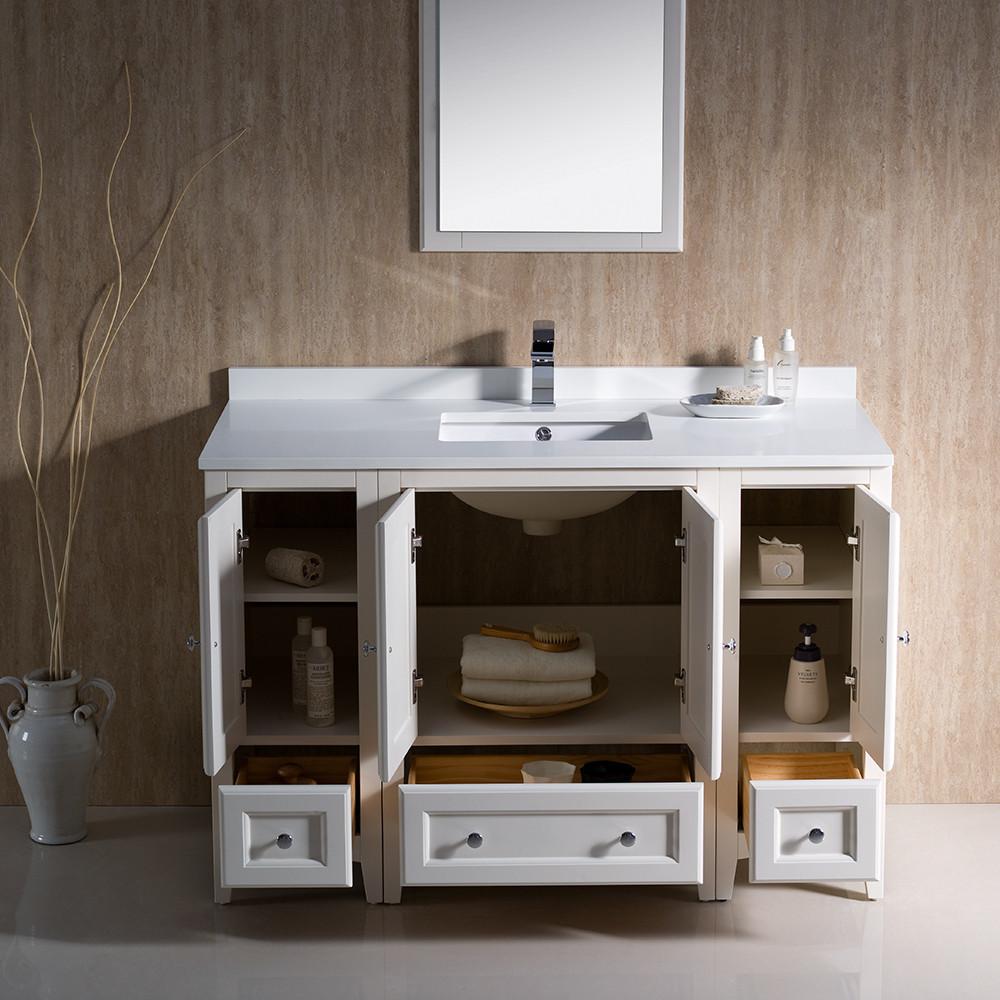 Oxford 48" Antique White Traditional Bathroom Vanity w/ Free Faucet Vanity Fresca 