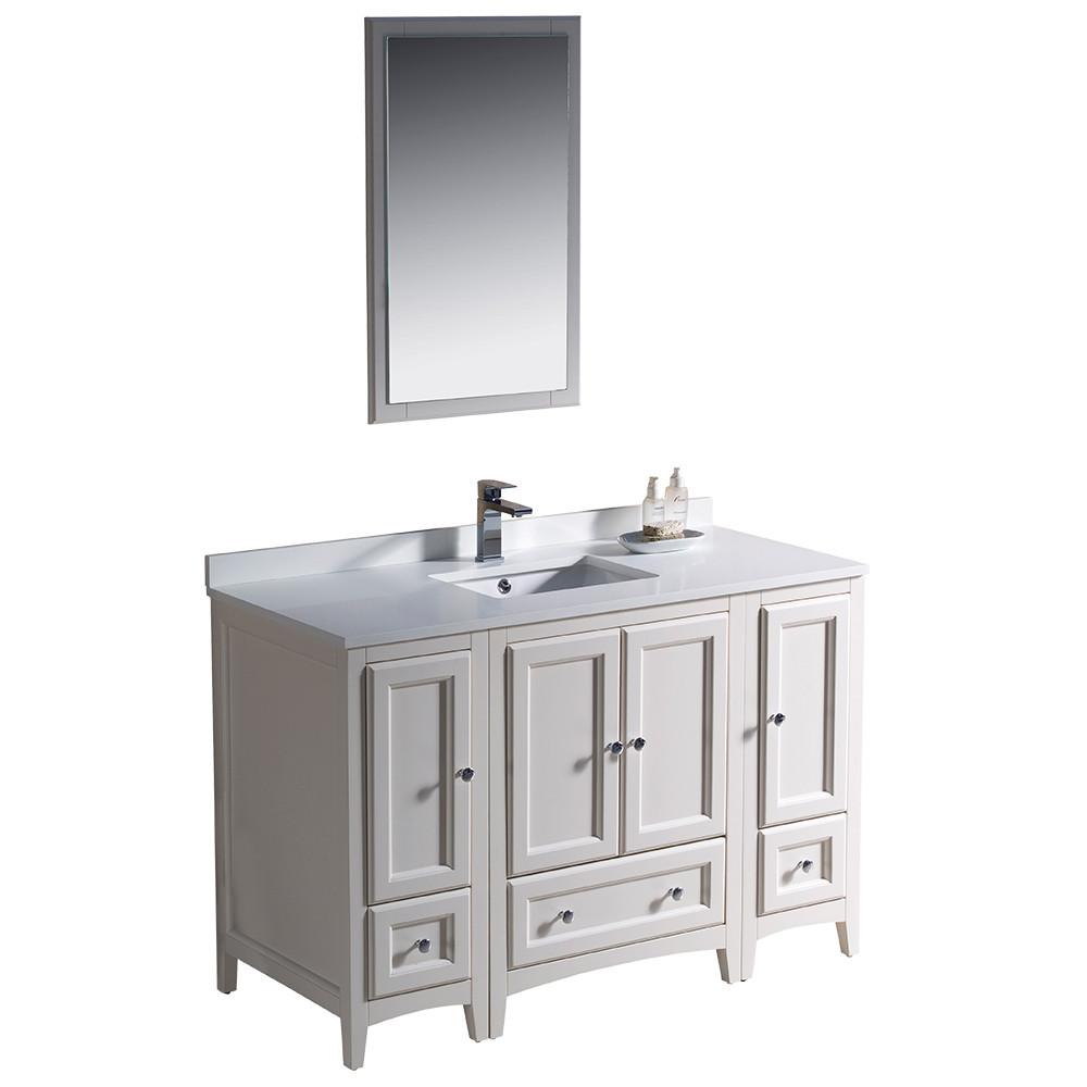 Oxford 48" Antique White Traditional Bathroom Vanity w/ Free Faucet Vanity Fresca 