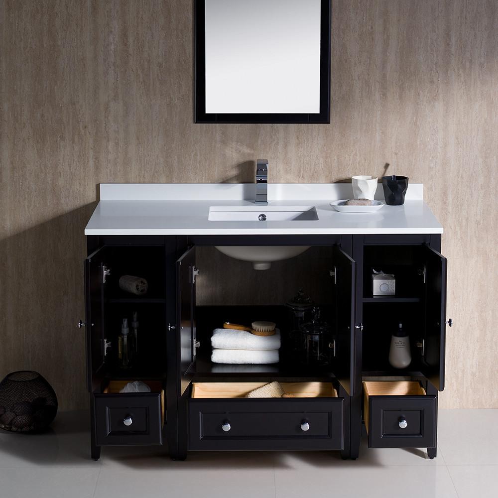 Fresca Oxford 48" Espresso Traditional Bathroom Vanity Wood Frame - Free Faucet Vanity Fresca 
