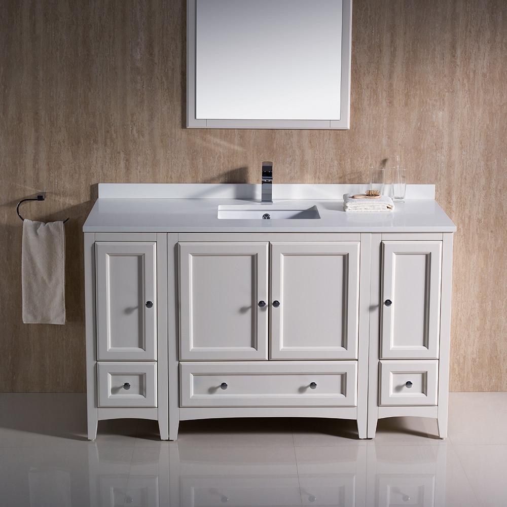 Fresca Oxford 54" Antique White Traditional Bathroom Vanity w/ Free Faucet Vanity Fresca 