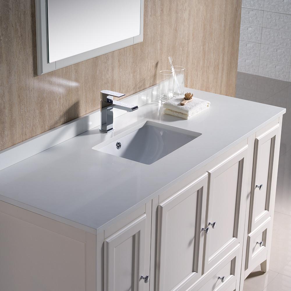 Fresca Oxford 54" Antique White Traditional Bathroom Vanity w/ Free Faucet Vanity Fresca 