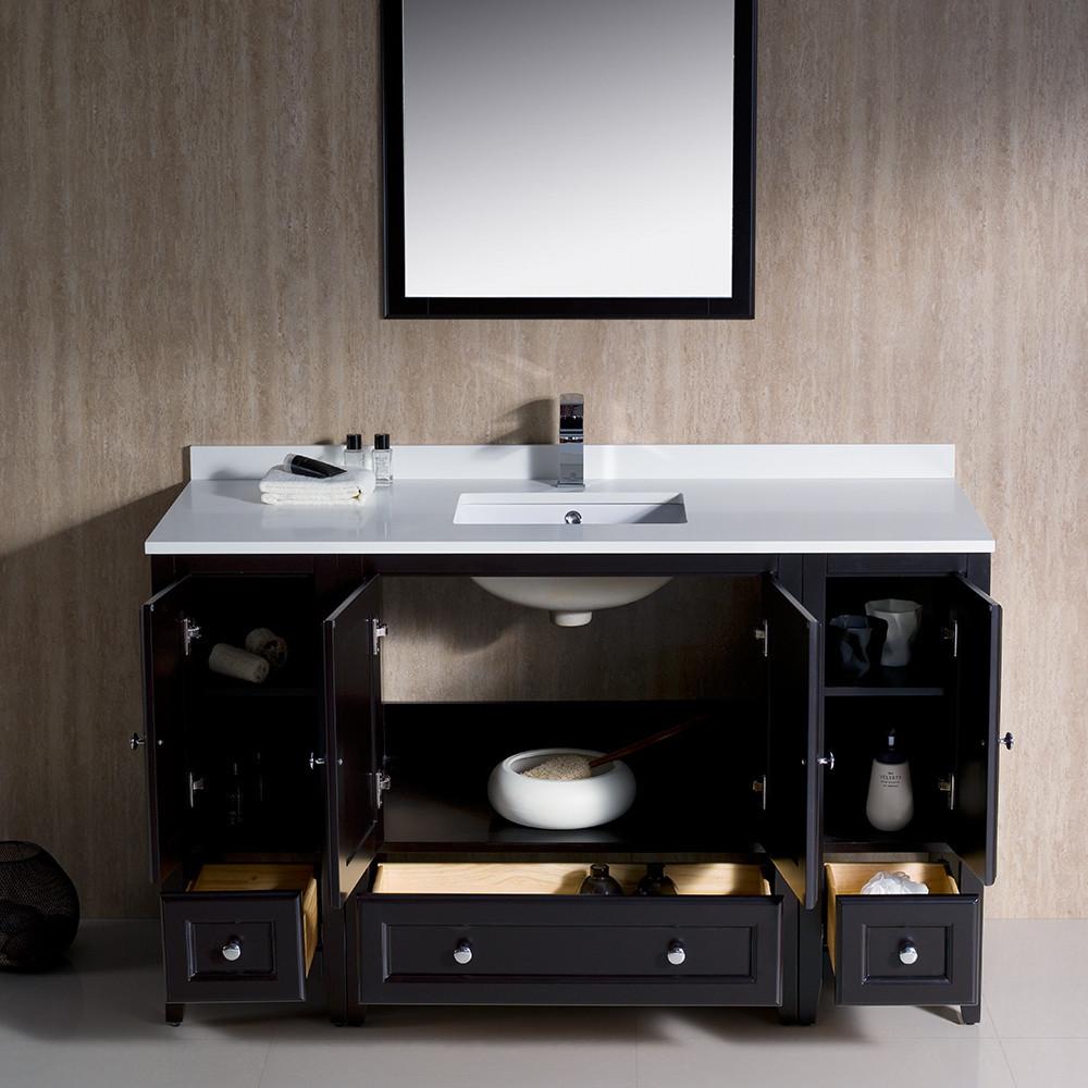 Fresca Oxford 54" Modren Bathroom Vanity Quartz Stone Countertop - Free Faucet Vanity Fresca 