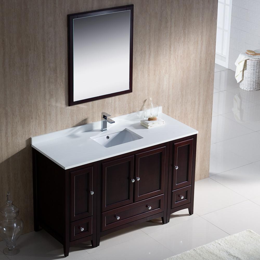 Fresca Oxford 54" Mahogany Traditional Bathroom Vanity w Free Faucet Vanity Fresca 