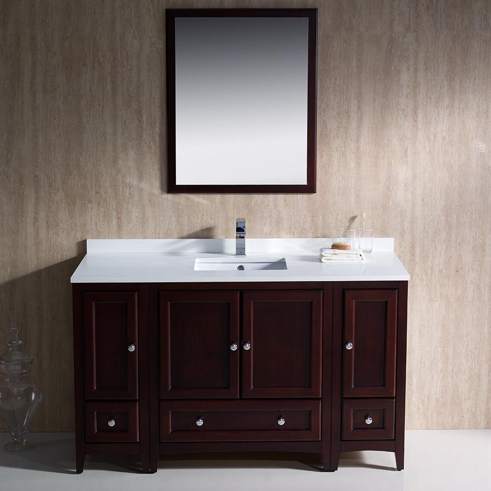 Fresca Oxford 54" Mahogany Traditional Bathroom Vanity w Free Faucet Vanity Fresca 