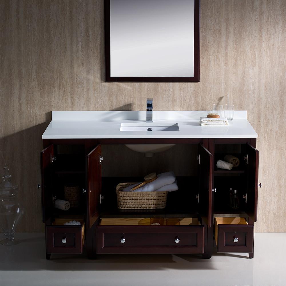 Fresca Oxford 54" Mahogany Traditional Bathroom Vanity w Free Faucet Vanity Fresca 