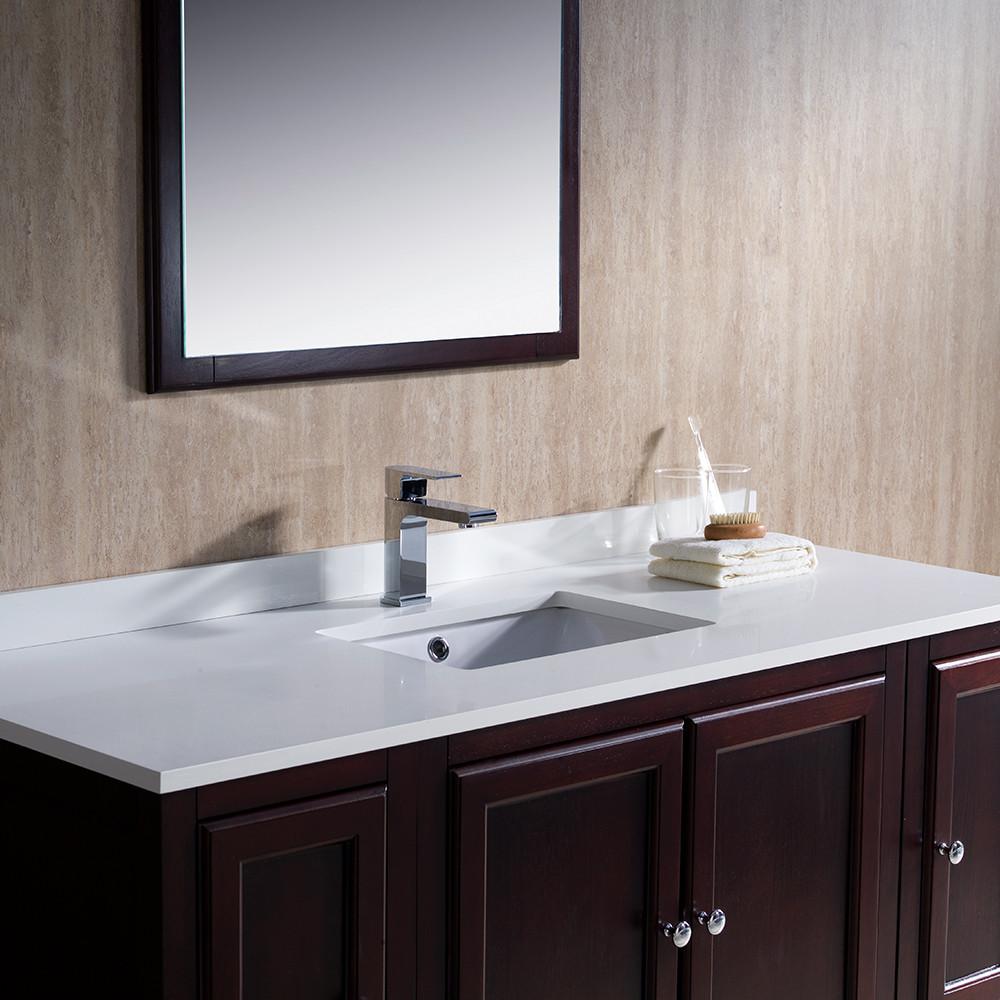 Fresca Oxford 54" Mahogany Traditional Bathroom Vanity w Free Faucet Vanity Fresca 