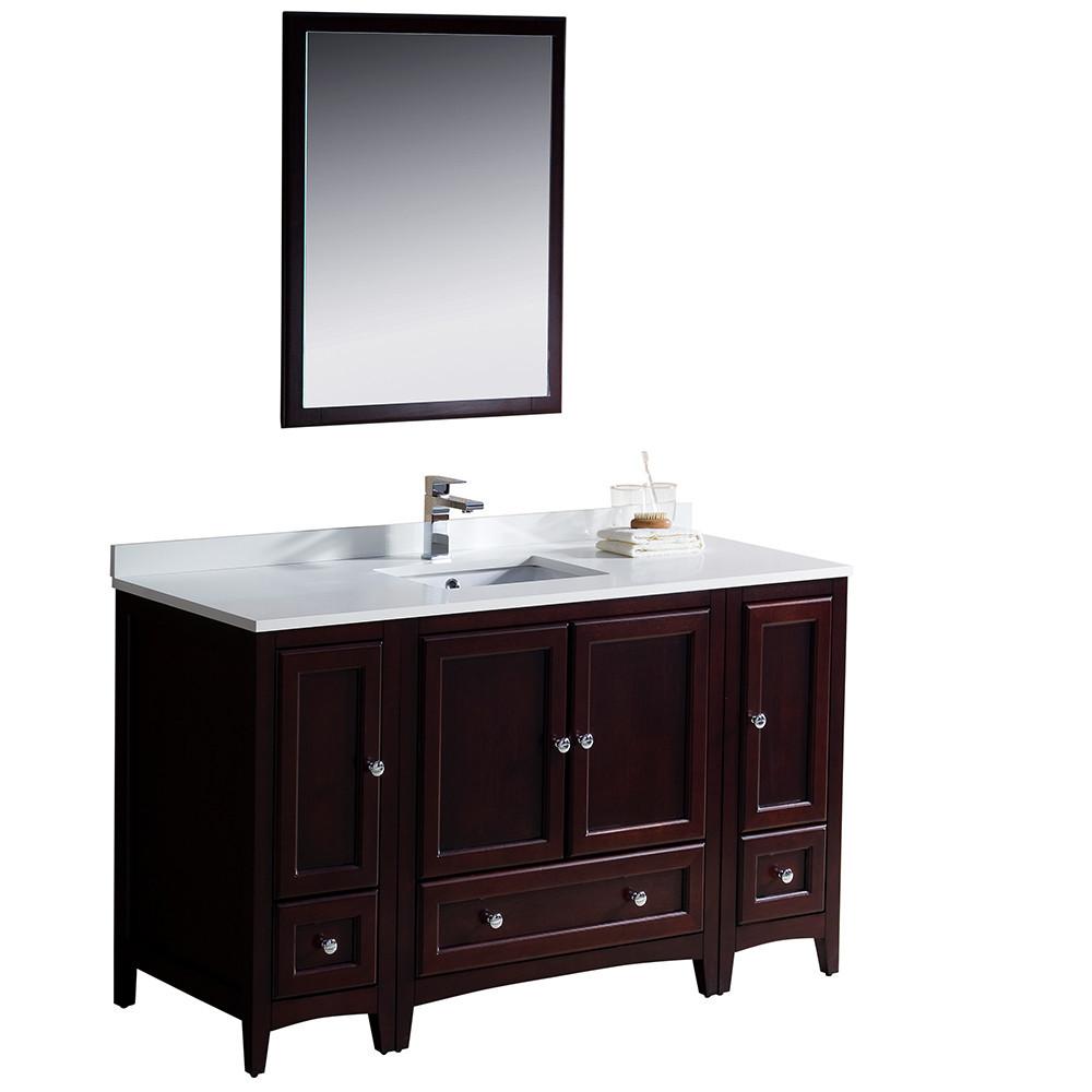 Fresca Oxford 54" Mahogany Traditional Bathroom Vanity w Free Faucet Vanity Fresca 