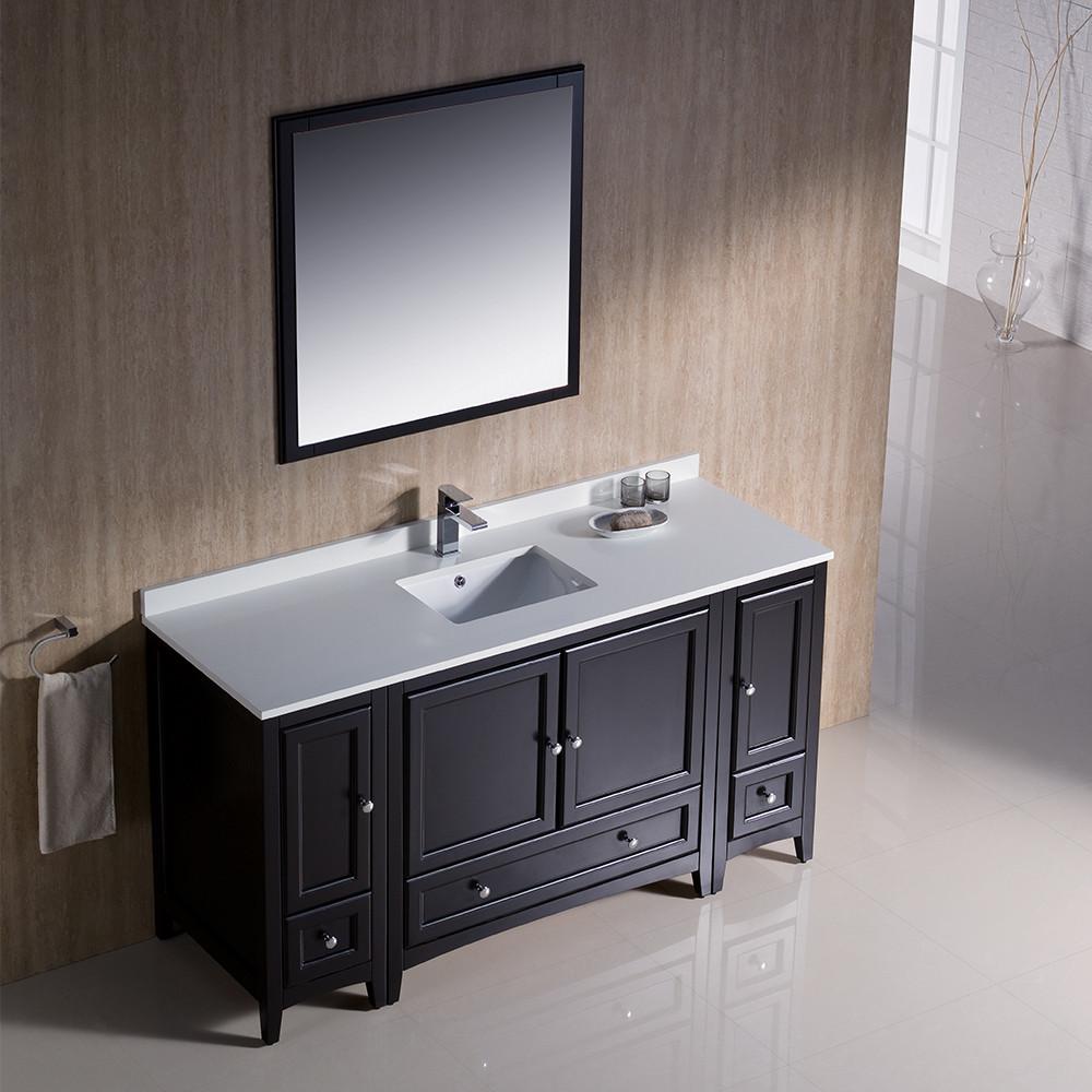 Fresca Oxford 60" Espresso Moden Bathroom Vanity Solid Wood Frame - Free Faucet Vanity Fresca 