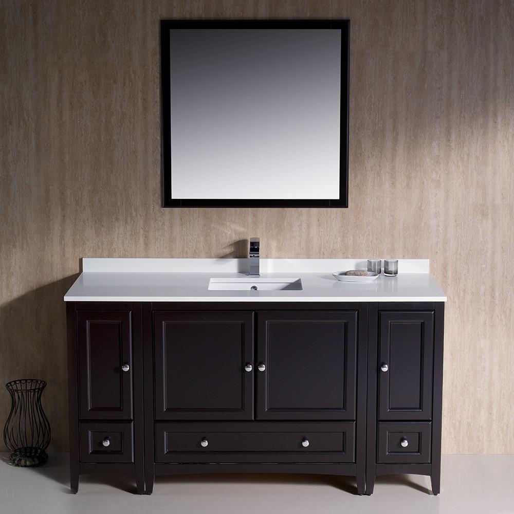 Fresca Oxford 60" Espresso Moden Bathroom Vanity Solid Wood Frame - Free Faucet Vanity Fresca 