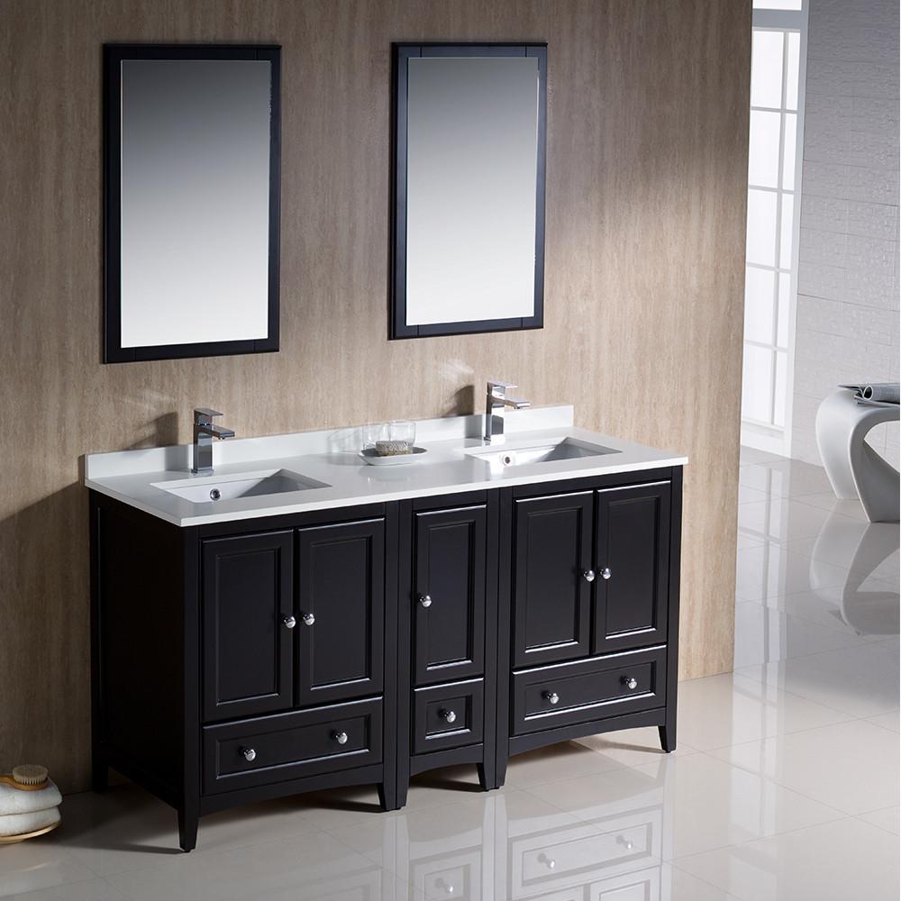 Fresca Oxford 60" Espresso Traditional Double Sink Bathroom Vanity - Free Faucet Vanity Fresca 