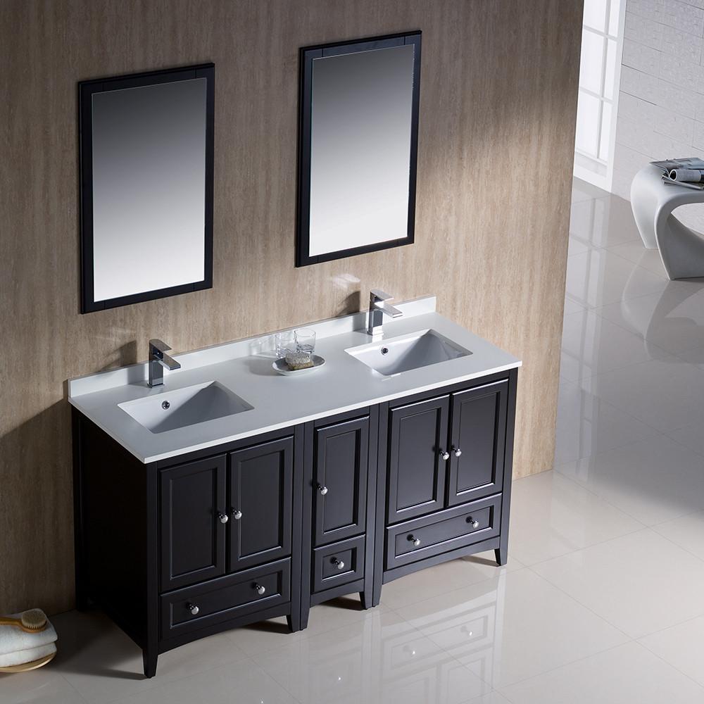 Fresca Oxford 60" Espresso Traditional Double Sink Bathroom Vanity - Free Faucet Vanity Fresca 