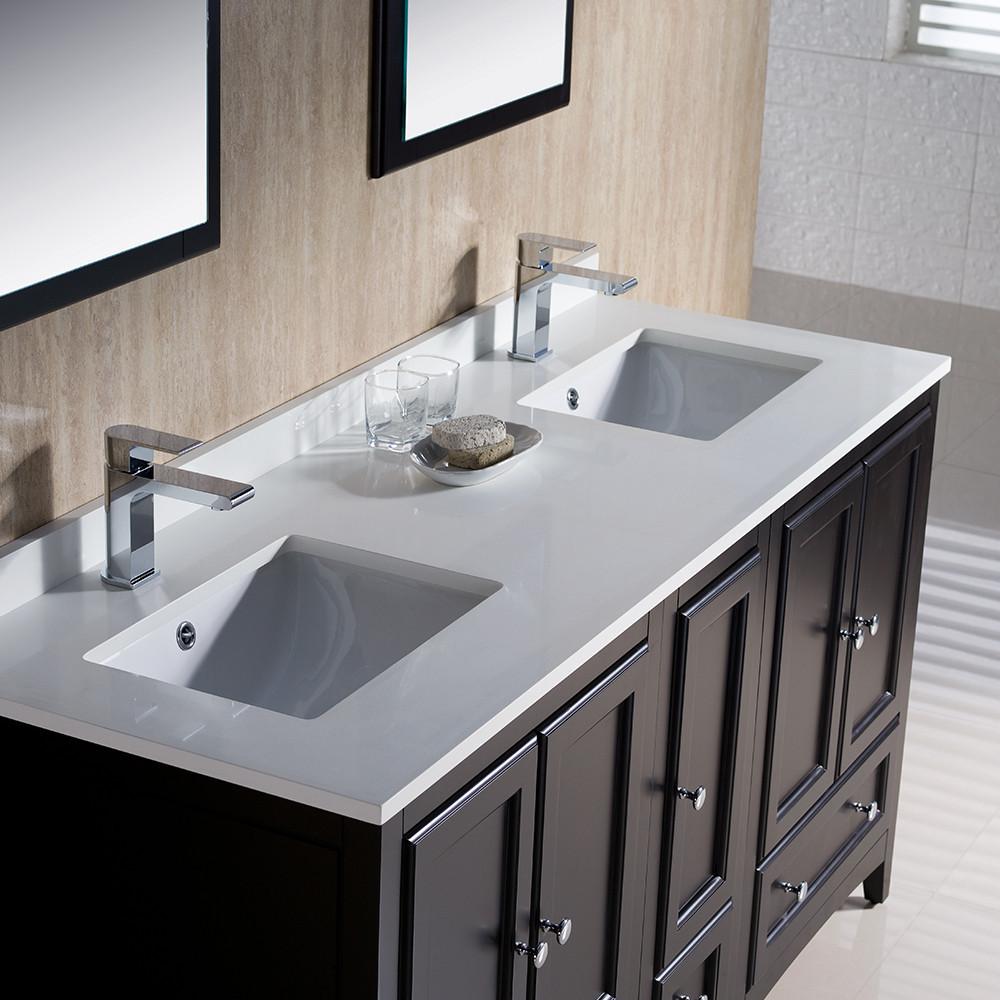 Fresca Oxford 60" Espresso Traditional Double Sink Bathroom Vanity - Free Faucet Vanity Fresca 