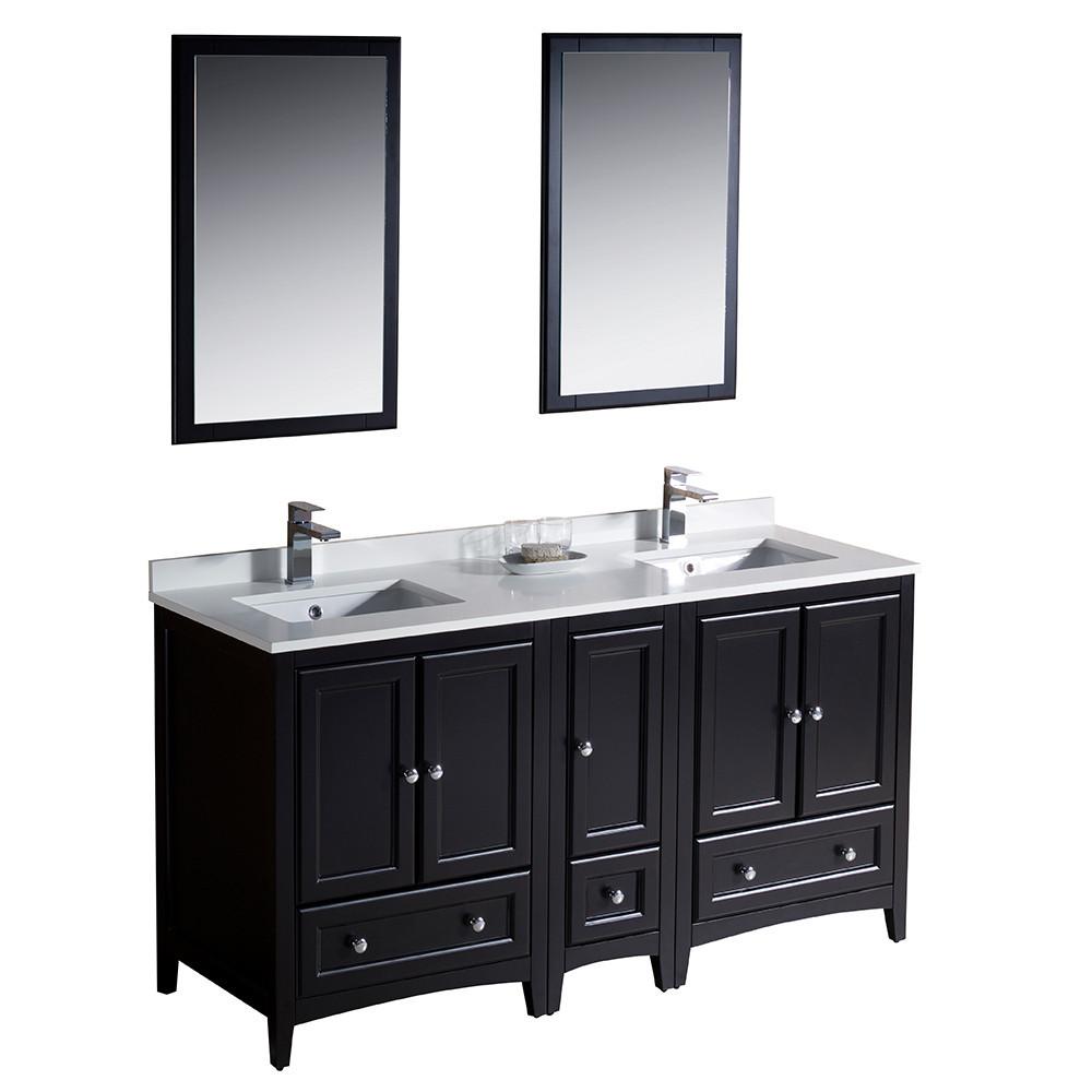 Fresca Oxford 60" Espresso Traditional Double Sink Bathroom Vanity - Free Faucet Vanity Fresca 
