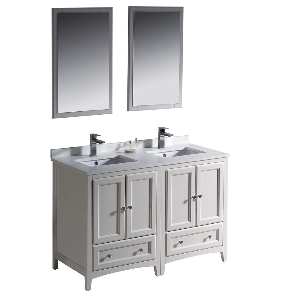 Fresca Oxford 48" Traditional Double Sink Bathroom Vanity White - Free Faucets Vanity Fresca 