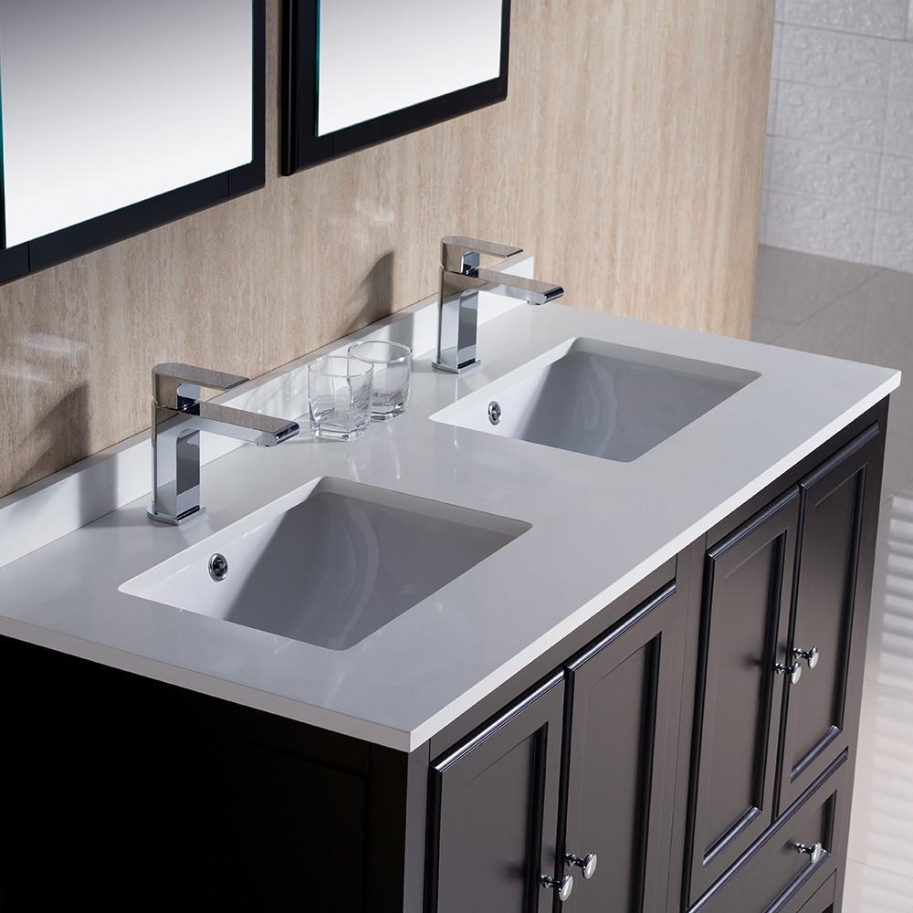 Oxford 48" Espresso Traditional Double Sink Bathroom Vanity Free Faucets Vanity Fresca 