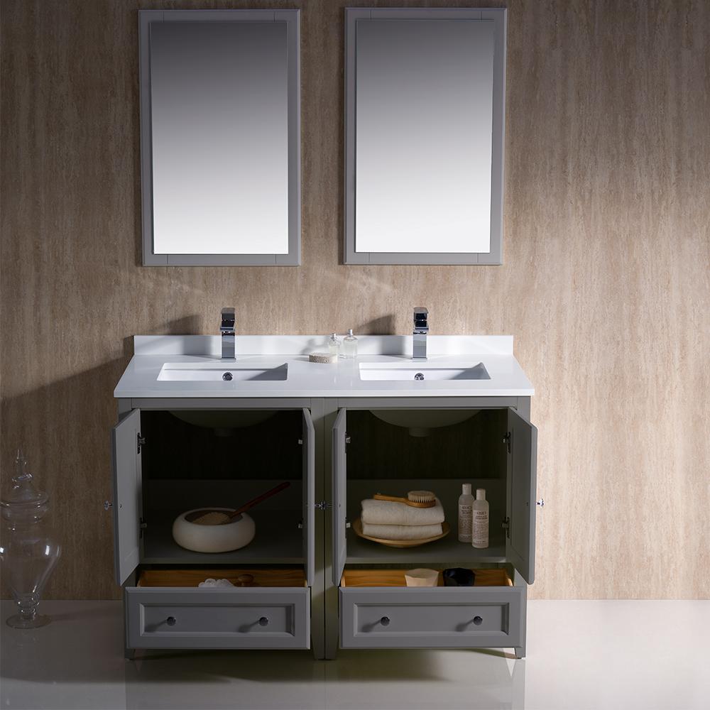 Fresca Oxford 48" Gray Traditional Double Sink Bathroom Vanity Free Faucets Vanity Fresca 