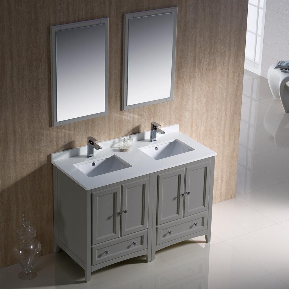 Fresca Oxford 48" Gray Traditional Double Sink Bathroom Vanity Free Faucets Vanity Fresca 