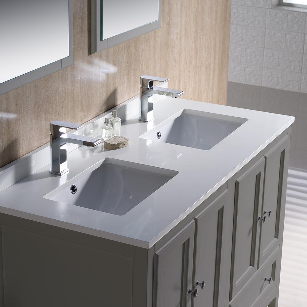 Fresca Oxford 48" Gray Traditional Double Sink Bathroom Vanity Free Faucets Vanity Fresca 