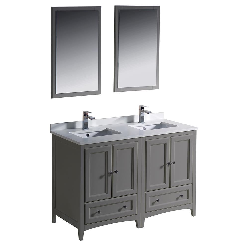 Fresca Oxford 48" Gray Traditional Double Sink Bathroom Vanity Free Faucets Vanity Fresca 