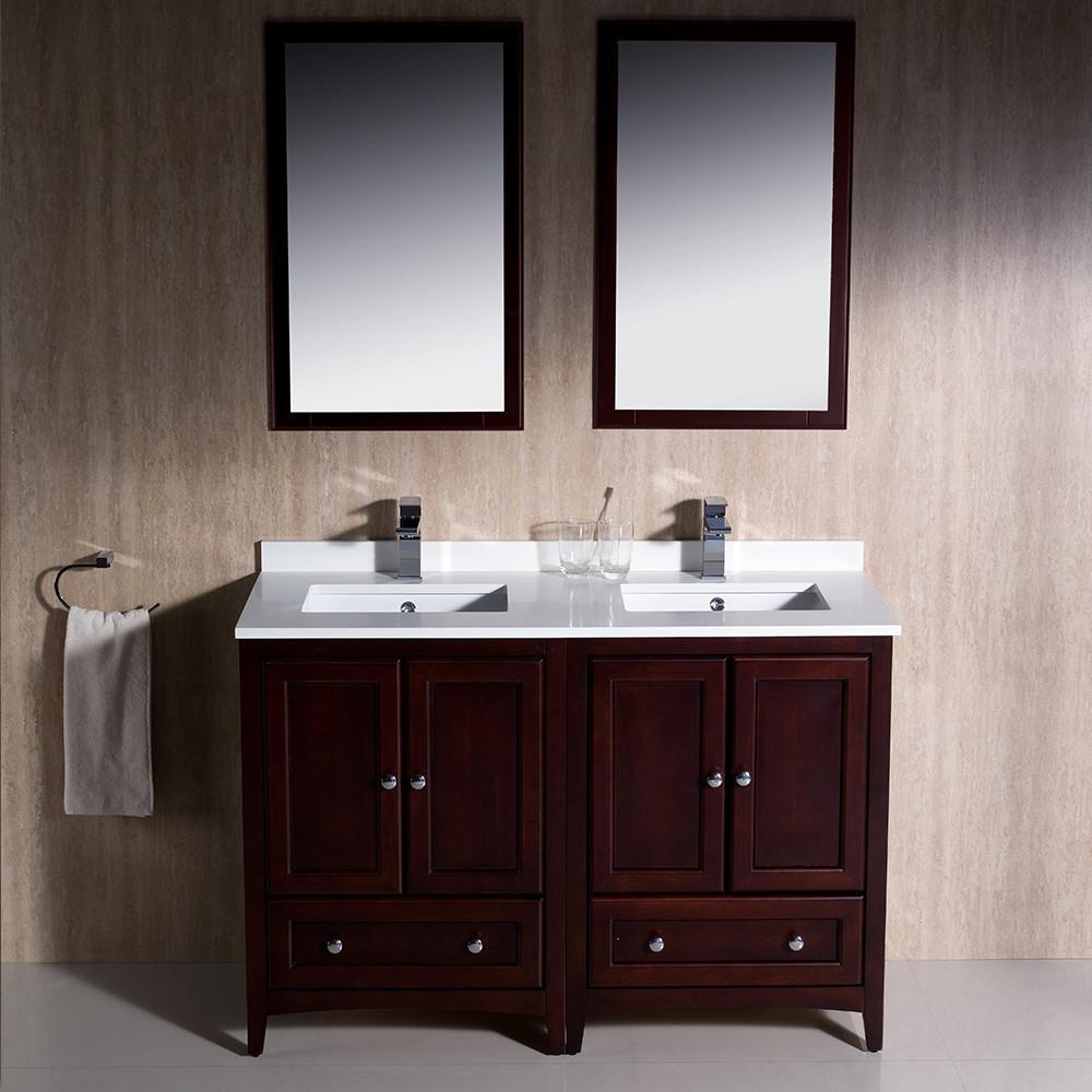 Oxford 48" Mahogany Traditional Double Sink Bathroom Vanity w/ Free Faucets Vanity Fresca 