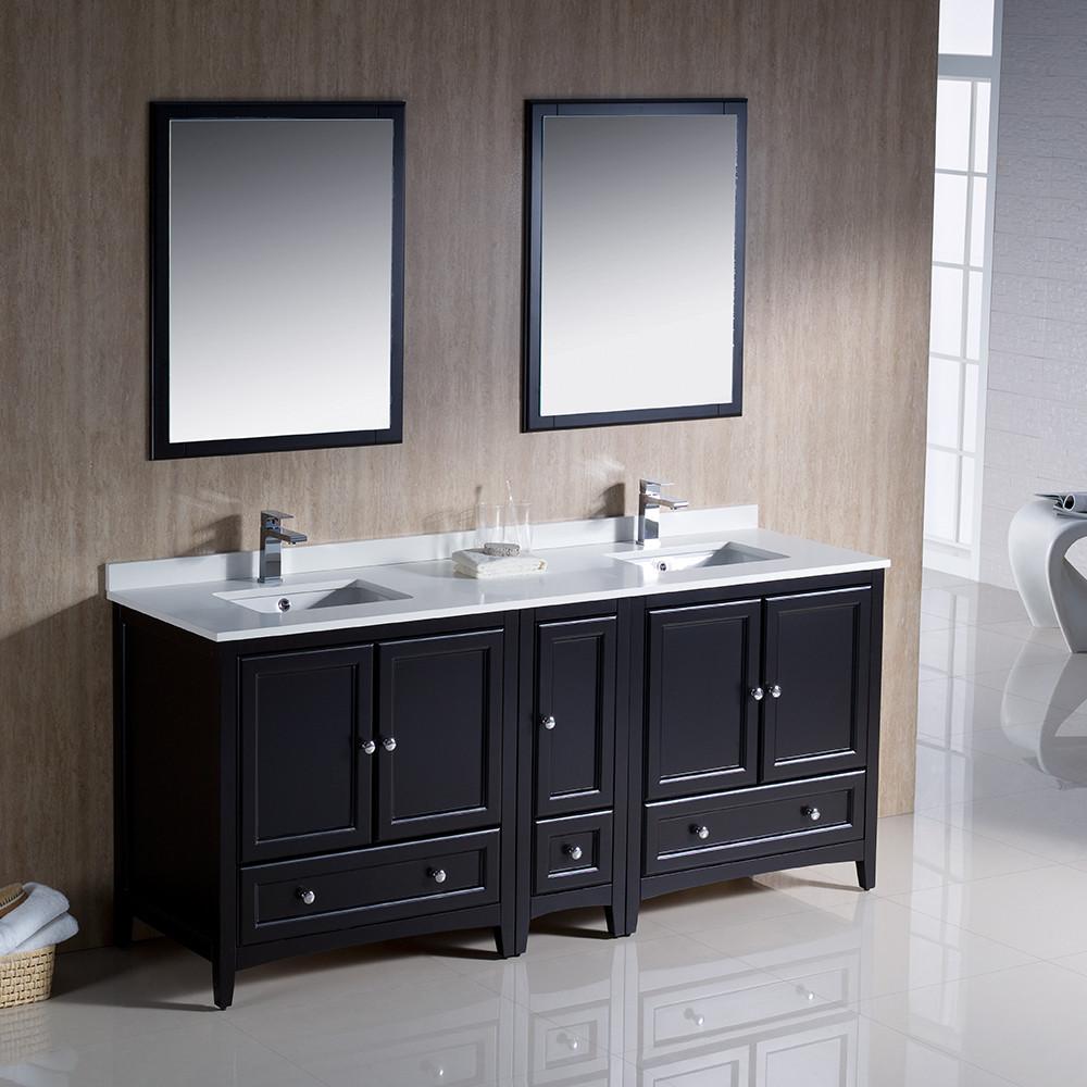 Fresca Oxford 72" Espresso Traditional Double Sink Bathroom Vanity - Free Faucet Vanity Fresca 
