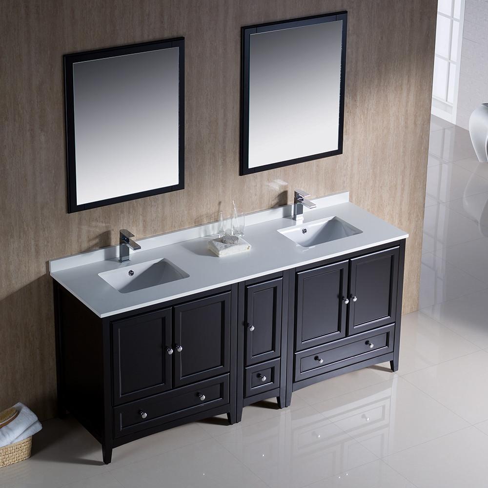 Fresca Oxford 72" Espresso Traditional Double Sink Bathroom Vanity - Free Faucet Vanity Fresca 