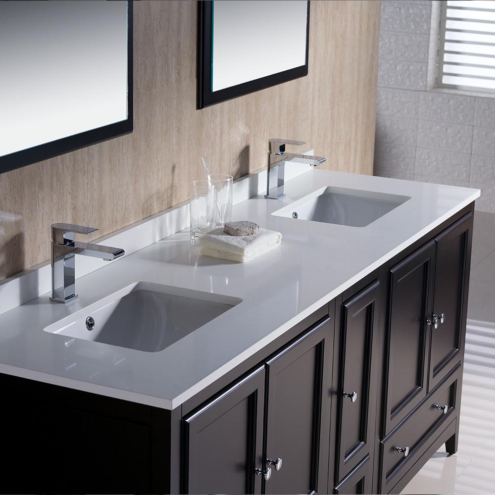 Fresca Oxford 72" Espresso Traditional Double Sink Bathroom Vanity - Free Faucet Vanity Fresca 