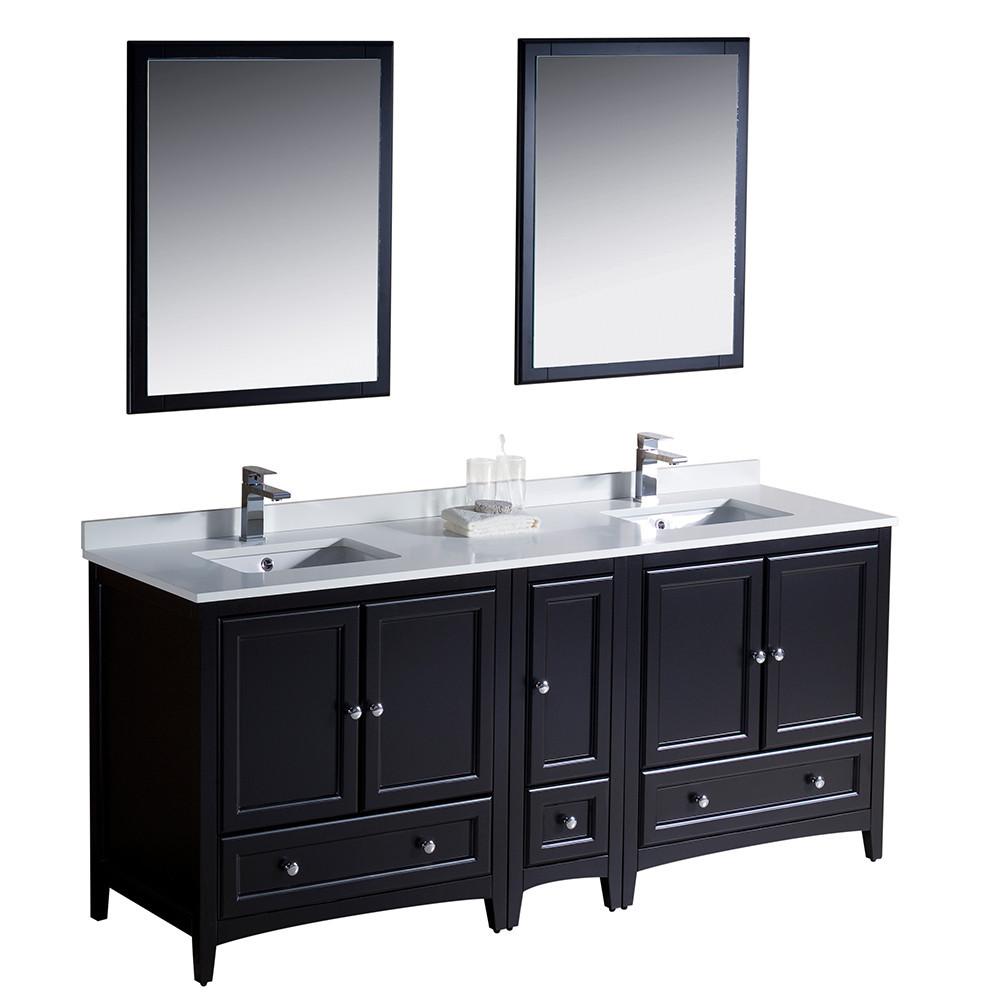 Fresca Oxford 72" Espresso Traditional Double Sink Bathroom Vanity - Free Faucet Vanity Fresca 