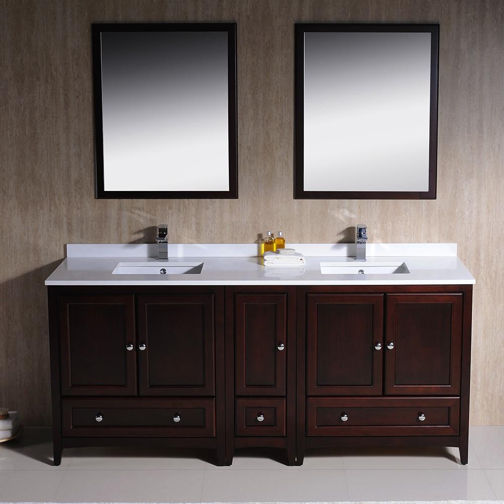 Fresca Oxford 48" Traditional Double Sink Bathroom Vanity Free Faucet - White Vanity Fresca 