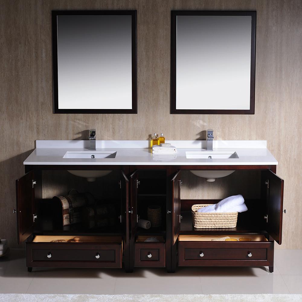 Fresca Oxford 48" Traditional Double Sink Bathroom Vanity Free Faucet - White Vanity Fresca 