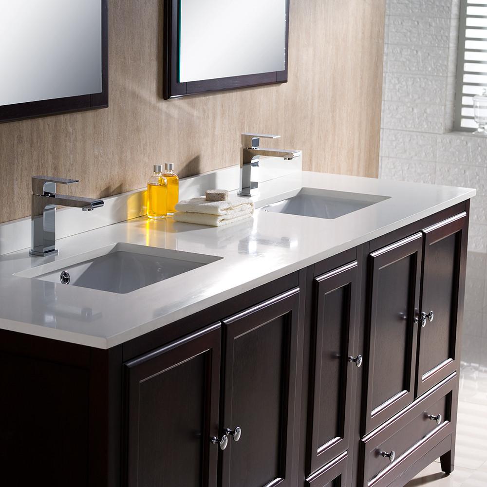 Fresca Oxford 48" Traditional Double Sink Bathroom Vanity Free Faucet - White Vanity Fresca 