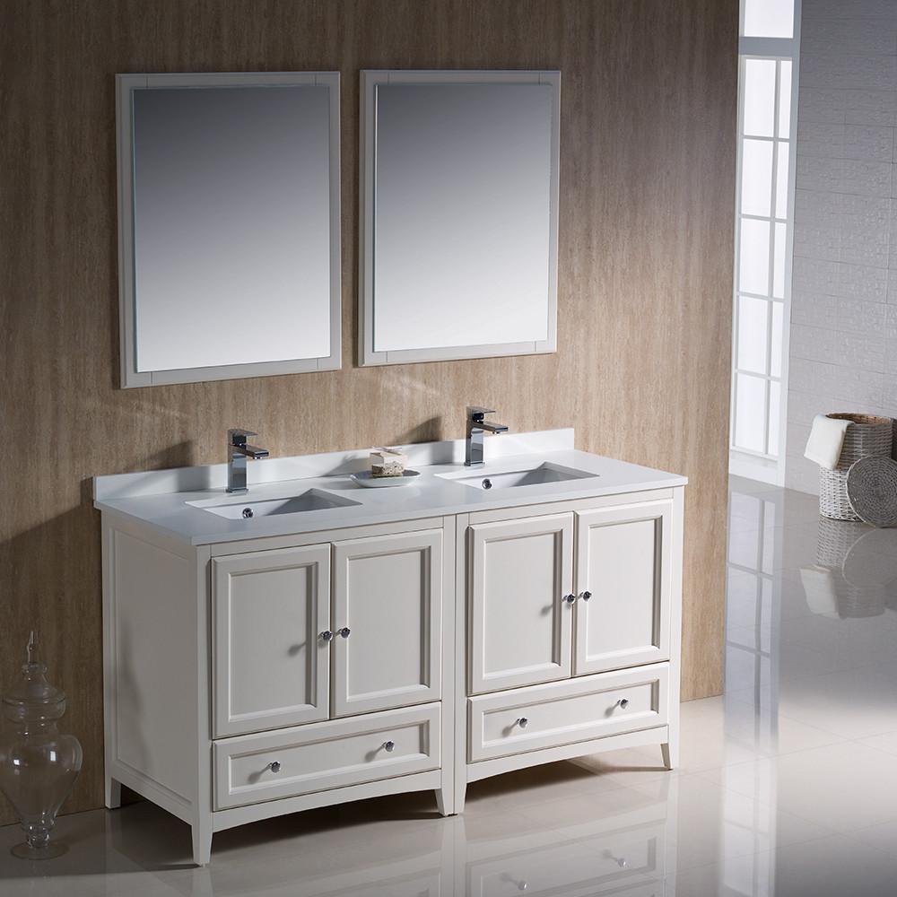 Fresca Oxford 60" Antique White Traditional Double Sink Bathroom Vanity Vanity Fresca 