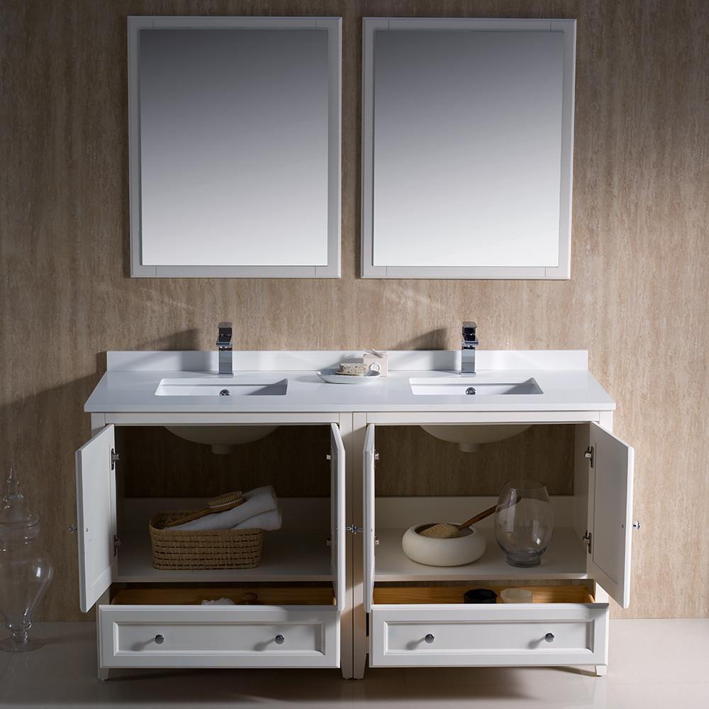 Fresca Oxford 60" Antique White Traditional Double Sink Bathroom Vanity Vanity Fresca 