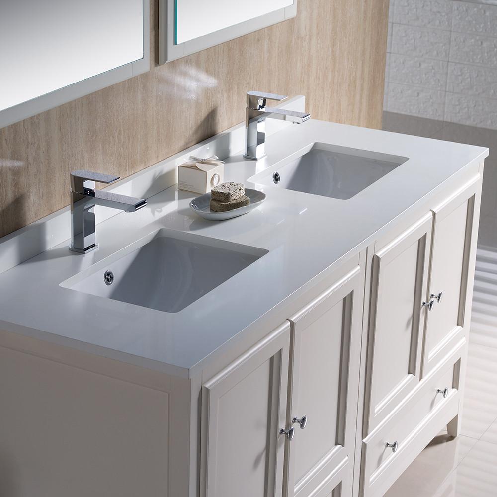 Fresca Oxford 60" Antique White Traditional Double Sink Bathroom Vanity Vanity Fresca 