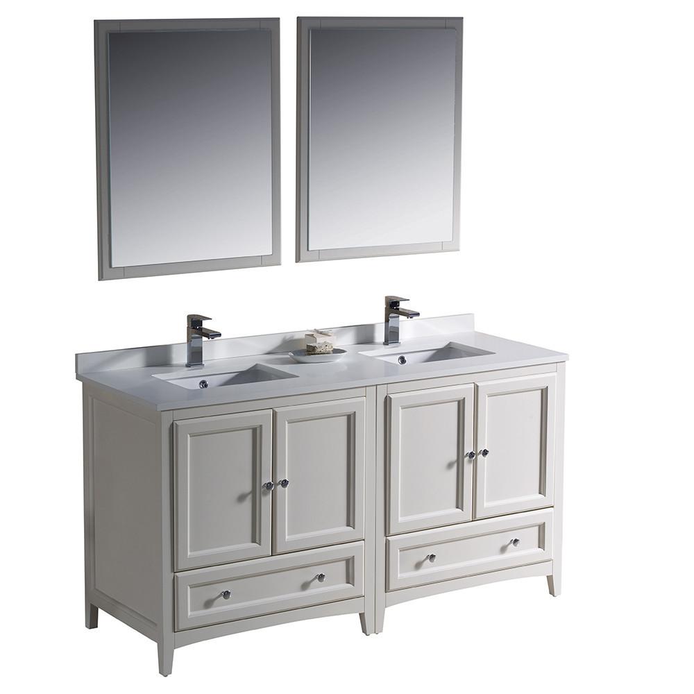 Fresca Oxford 60" Antique White Traditional Double Sink Bathroom Vanity Vanity Fresca 