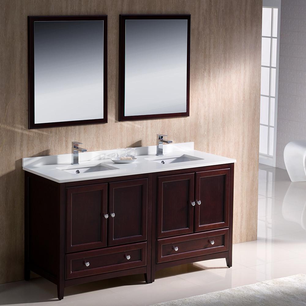 Fresca Oxford 60" Mahogany Traditional Double Sink Bathroom Vanity Vanity Fresca 