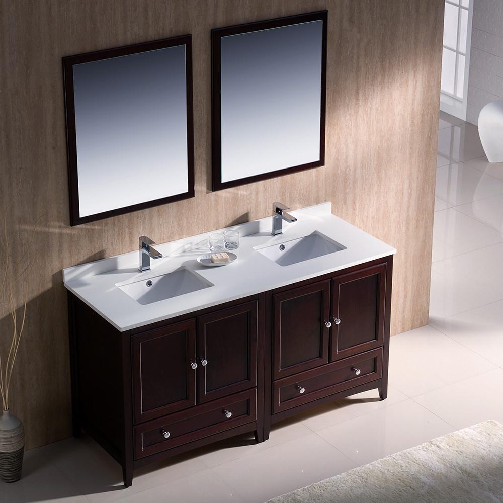 Fresca Oxford 60" Mahogany Traditional Double Sink Bathroom Vanity Vanity Fresca 
