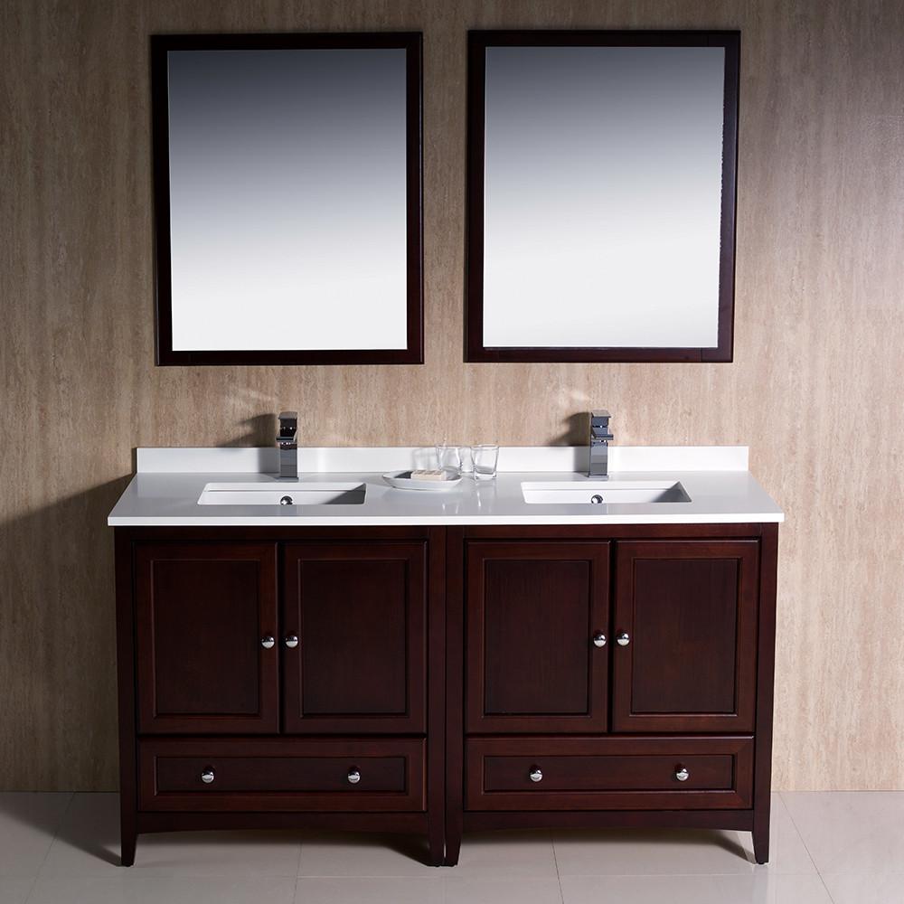 Fresca Oxford 60" Mahogany Traditional Double Sink Bathroom Vanity Vanity Fresca 